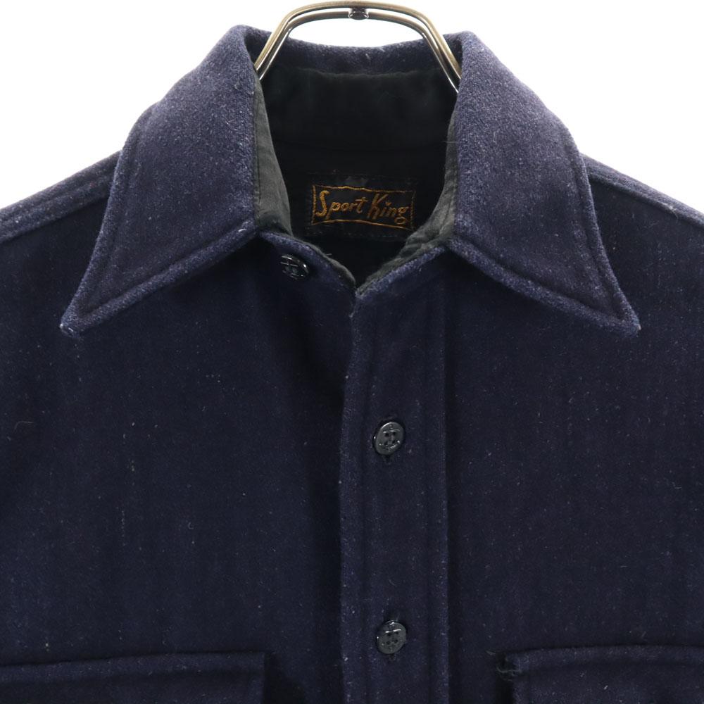 Sport King 50er/60er Jahre Vintage Langarmhemd, Marineblau, Herren, gebraucht