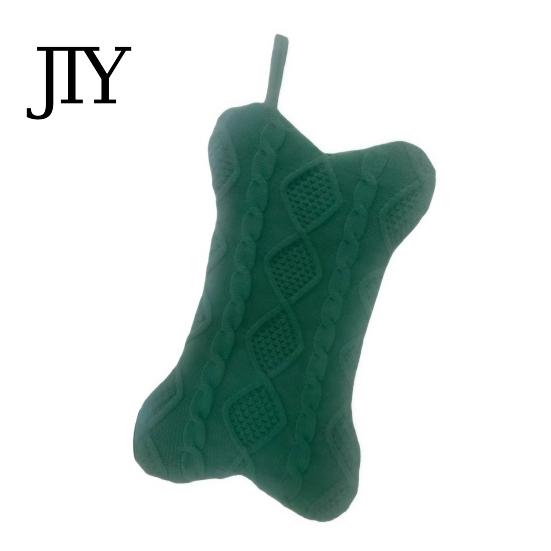 Soft Acrylic Knit Stockings Dog Christmas Stocking, 17 Inch Large Bone Shape Holiday Treasure Hunt Storage Bags Cable Knitted Fireplace Hanging
