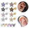 Piercing CZ Flower Labret Monroe Lip Bar Tragus Cartilage Helix Ring Ear Stud 1x
