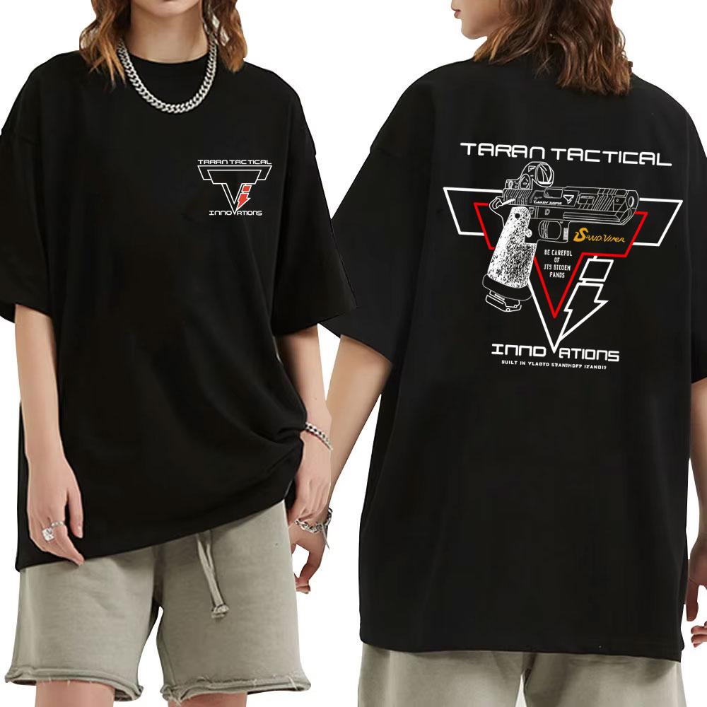 Taran Tactical Pistol Print Super Elastic Graphic T-shirt Unisex Casual Oversized T Shirts Men Women Fashion Vintage Tshirt Tops