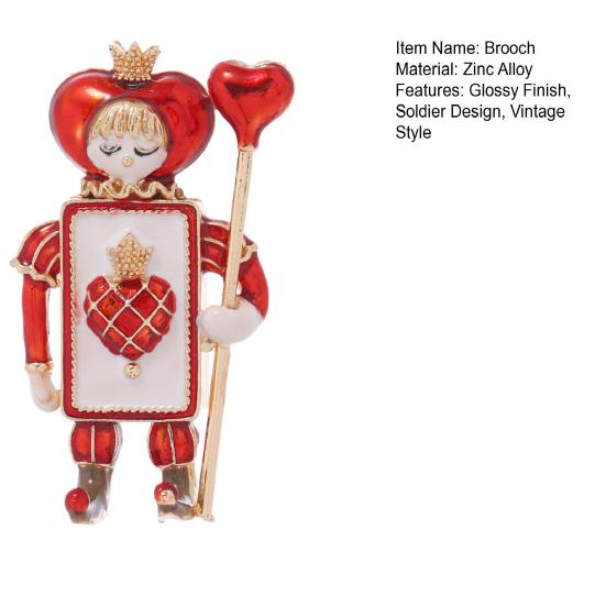 Heart Spade Soldier Brooch Retro Enamel Brooch Pin Cute Soldier Lapel Pin Accessory for Shirt Coat Hat Bag Women Men Christmas Outfit