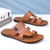 Men Black Leather Slippers Handmade Simple Flats Summer White Outdoor Roman Sandals Brown Open Toe Beach Shoes Plus Size