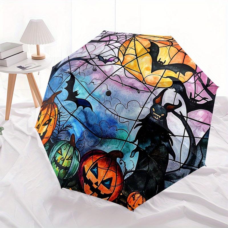 Halloween Stained Window Film - Spooky Decor for Your Home!Umbrella, Portable 3-Fold Compact Umbrella,Christmas Gift ES594