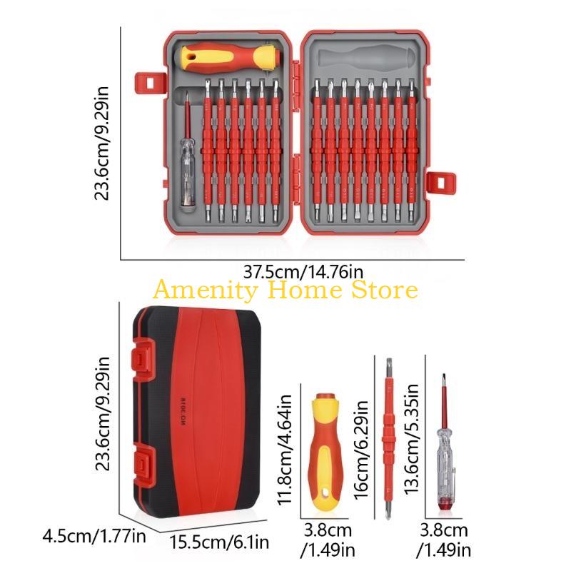 F26C Essential 29Piece Tip Screwdriver Set, Insulated for Electrical Work Tool for Home and Industry