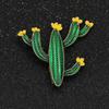 Retro Enamel Cactus Brooch – Green Plant Pin for Suit Jackets, Drip Oil Flower Brooch