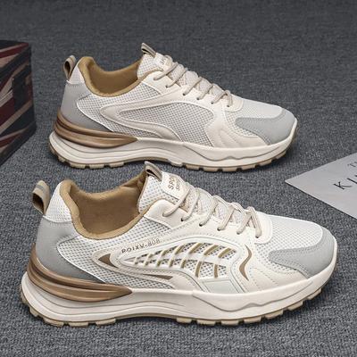 Fashion Men's Mesh Thick Sole Casual Shoes Versatile Four Season Dad Shoes Soft Sole Comfortable Non Slip Outdoor Student Walking Shoes