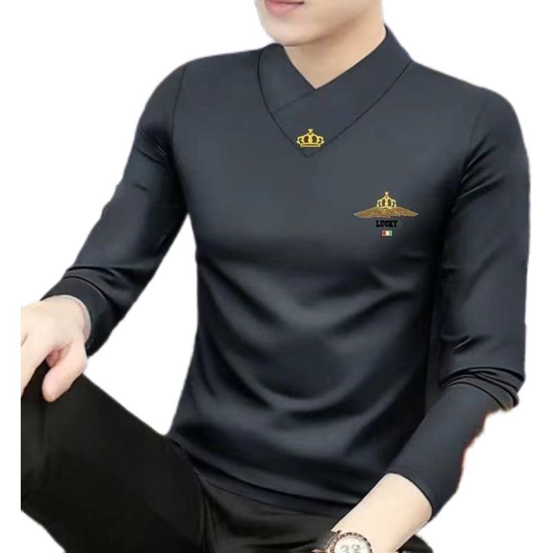 Men's Slim Fit V-Neck Fleece-Lined Sweatshirt - Warm Autumn/Winter Layer