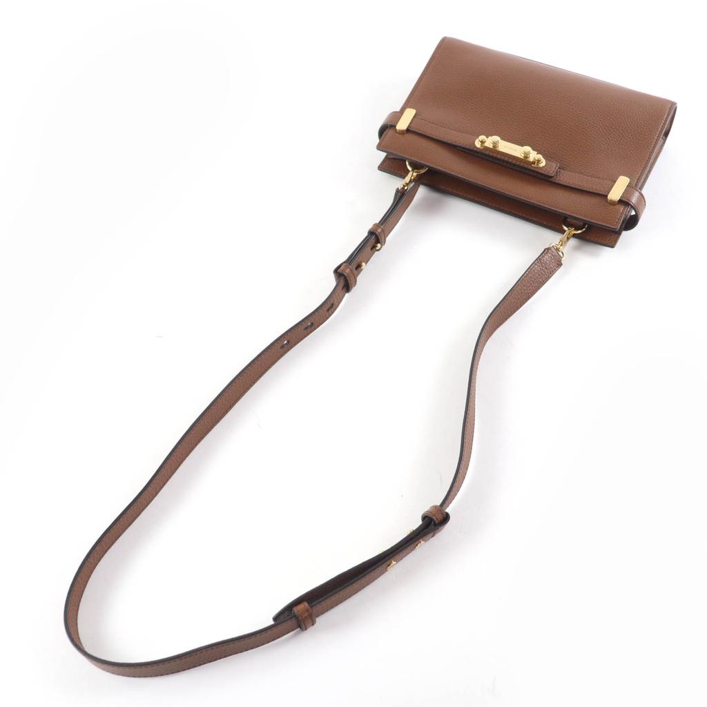 Excellent BALLY Shoulder Bag Carriage Shoulder Bag 2WAY Leather Handbag Brown Used