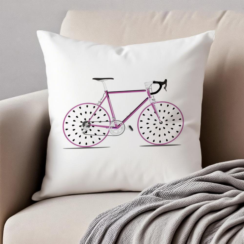 Fresh Fruit Orange Lemon Bicycle Art Cushion Cover Pillowcase Antidustmite Invisible Zipper Short Plush Sofa Cushion