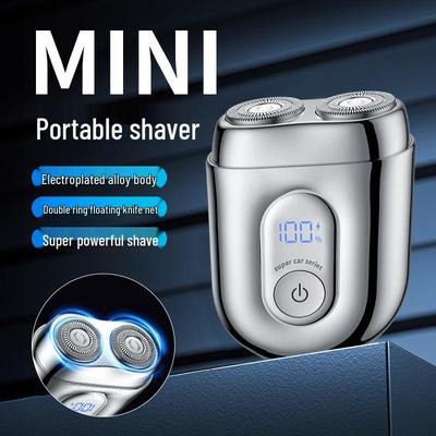 Compact Waterproof Men's Electric Shaver with Magnetic Double Ring Blade Net