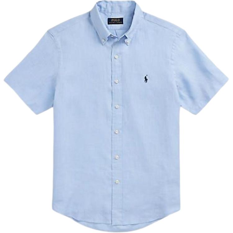 

Polo Ralph Lauren Рубашка с коротким рукавом и вышитым логотипом, на пуговицах, свободного кроя, мужская, светло-голубая MNPOWOV1N820883400 S