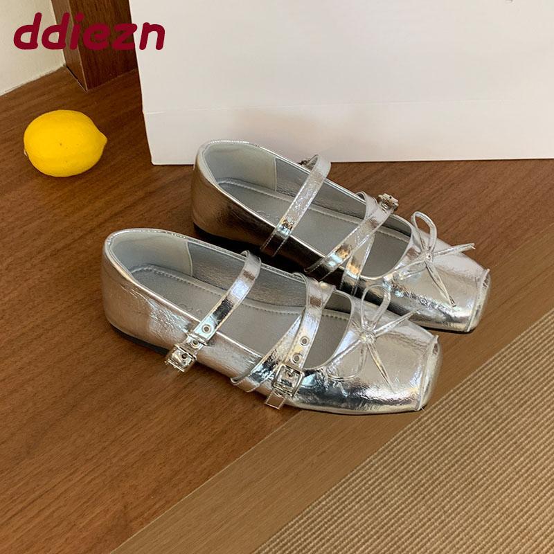 Fashion Footwear Buckle Strap Women Mary Janes Flats Shoes Soft Female Butterfly-Knot Fashion Shallow Ladies Flats With Shoes