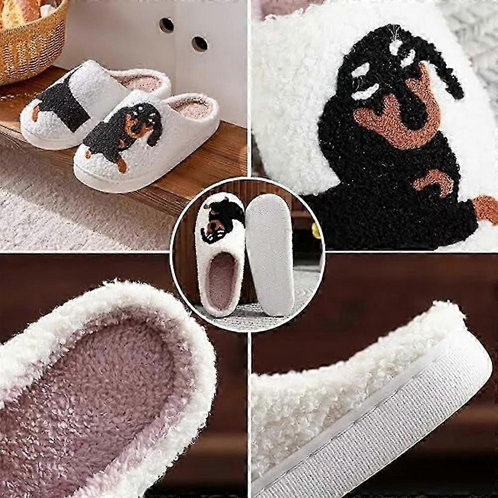 Dachshund Dog Slippers for Women, Cute Animal Cartoon Weiner Dog Slipper, Non-Slip Soft Plush Cozy Slippers Winter Footwear Gift