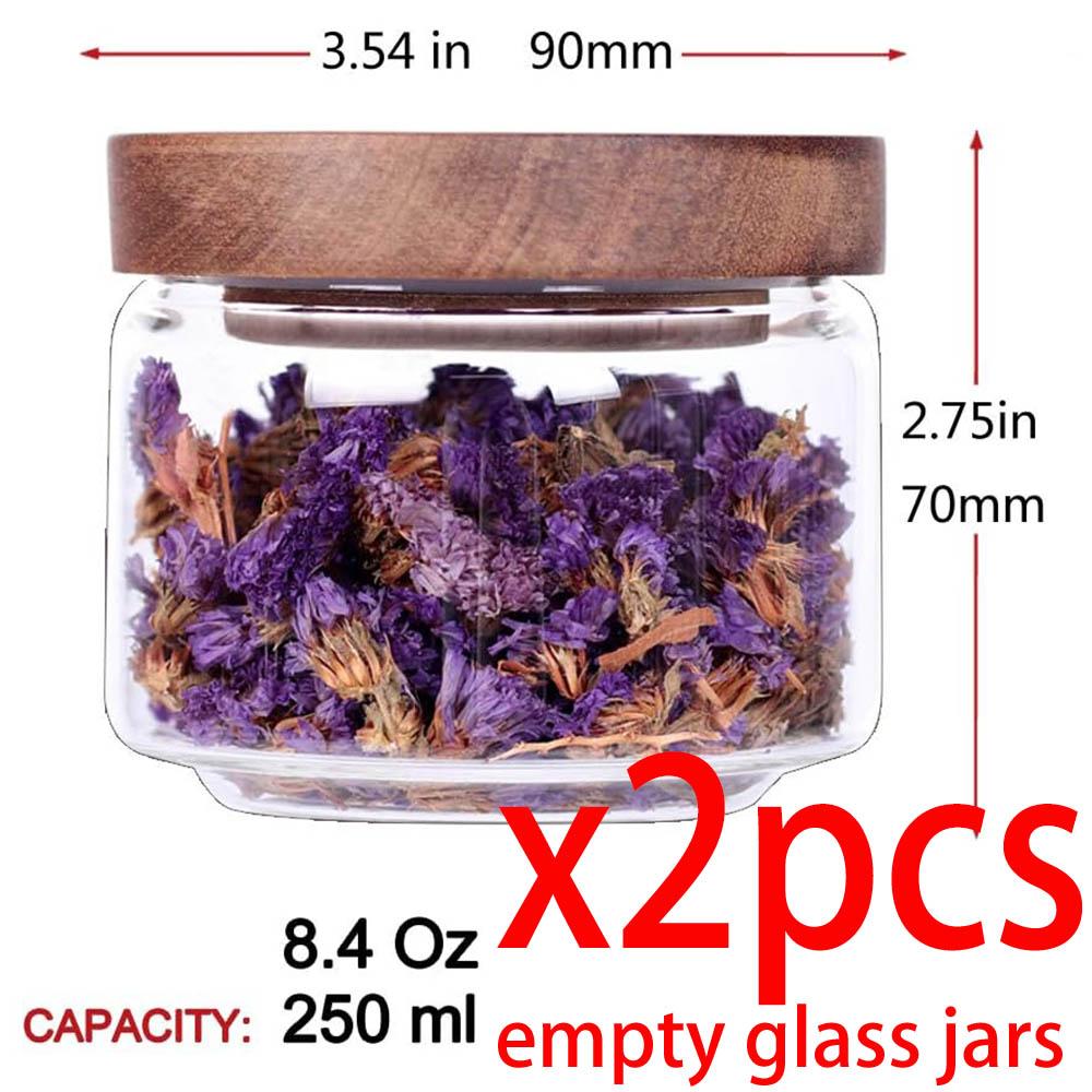 

8.5oz Glass Spice Jars With Acacia Airtight Lid,Stackable Empty Round Spice Bottle for kitchen Seasoning,coffee bean,suger,herbs
