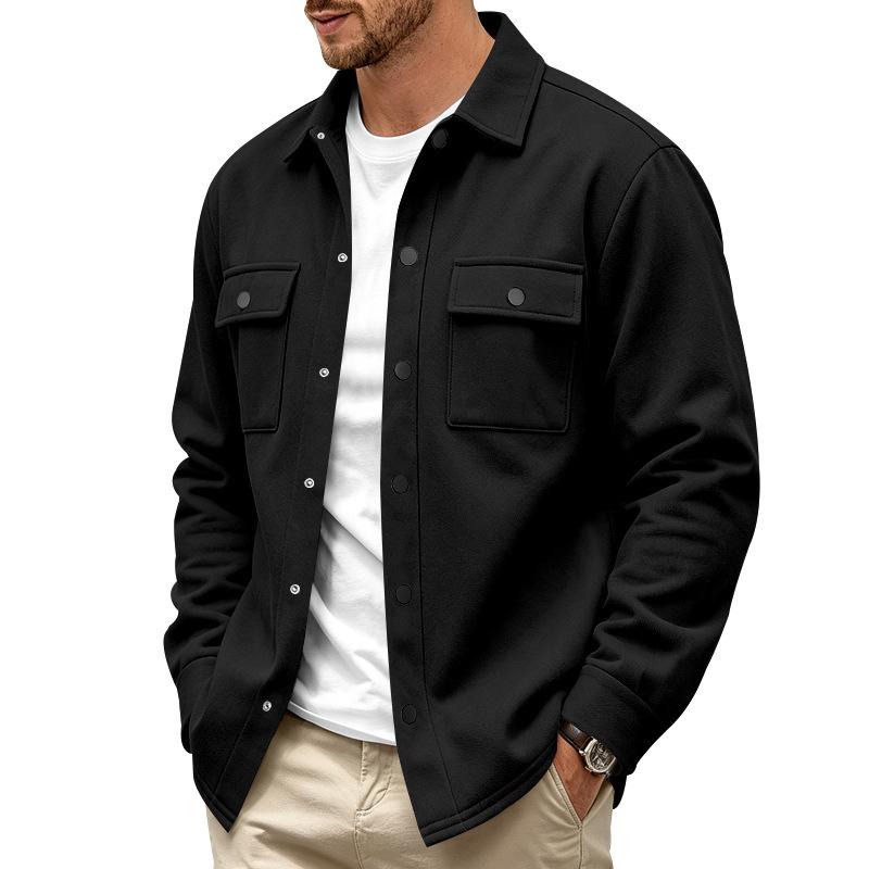 Autumn and Winter Heavyweight European and American Men's Loose and Casual Multi Pocket Plus Velvet Lapel Jacket Jacket Jacket