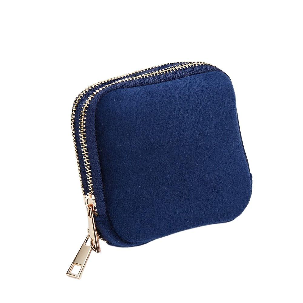 

Double-layer Jewelry Storage Bag Earrings Velvet Jewelry Holder Jewelry Packing Bag Vacation синий