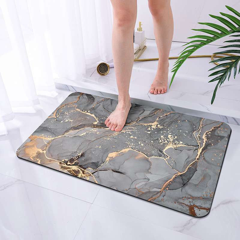 Marble Diatomaceous Bathroom Mat With Quick Drying And Non Slip Function For Home Decor