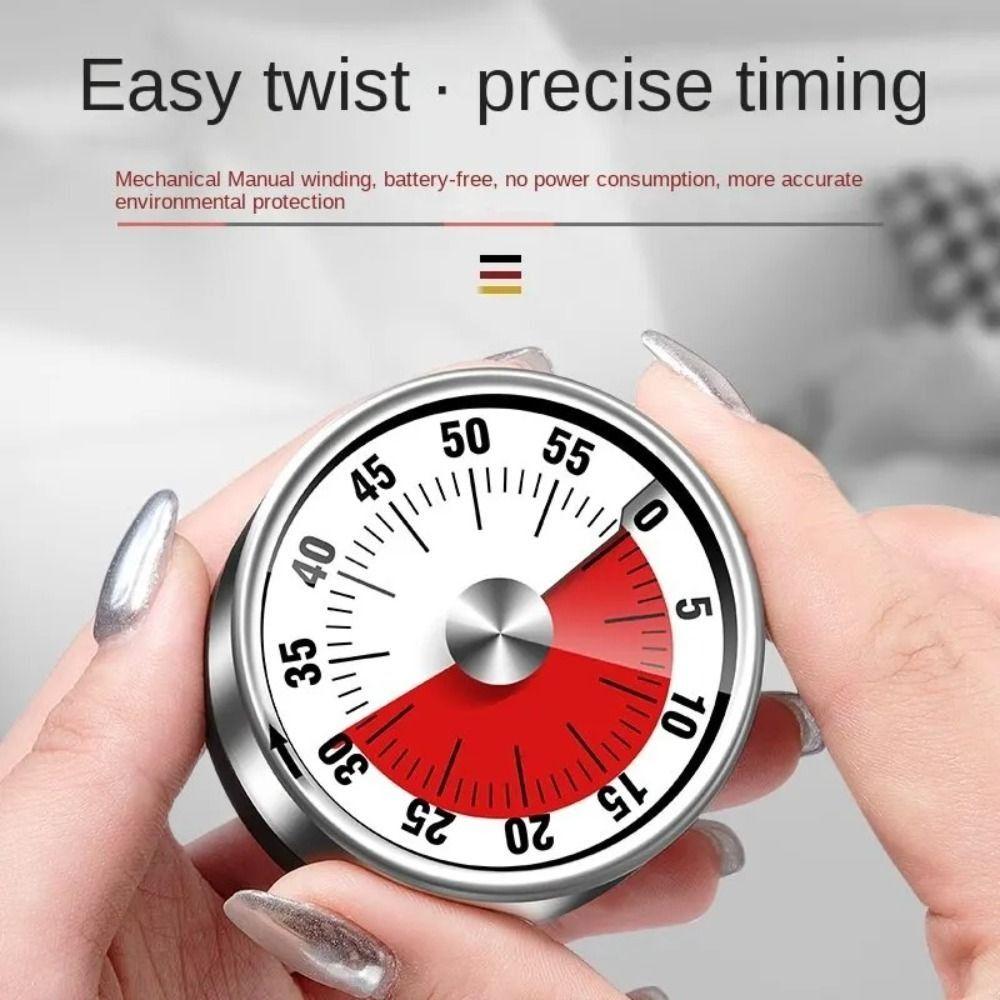 Stainless Steel Visual Countdown Clock Sounding Rotating Timer Kitchen Tool Alarm Clock  Exercise