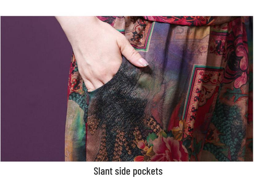 2025 Summer Plus Size Loose Print Short Sleeve T-shirt & Slimming Long Pants Set for Middle-Aged and Elderly Moms
