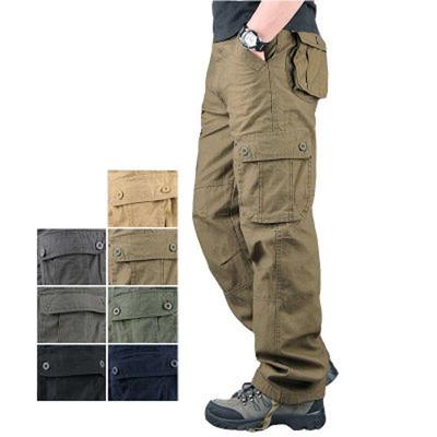 Frühlings-/Herren Baumwoll-Cargohose - Mehrere Taschen, Lockere Passform, Gerades Bein, Übergröße, Lässige Sportbekleidung