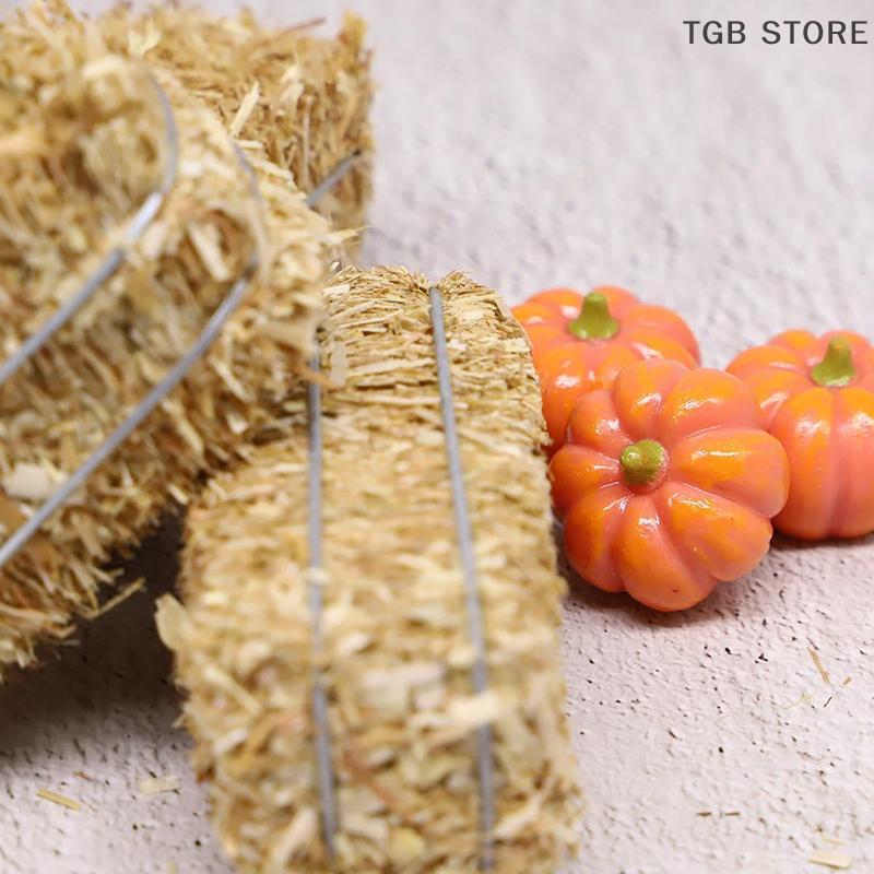 6Pcs Mini Hay Blocks Hay Bales Stackable Fake Haystacks Miniature Country Farm Decor