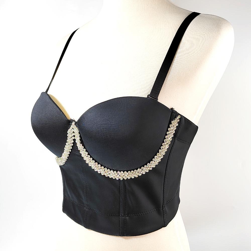 2024 Vest Rhinestone Corset Anti-Exposure Comfortable Body Shaping Wrapped Chest Push up Breathable Bra Outer Wear Bustier