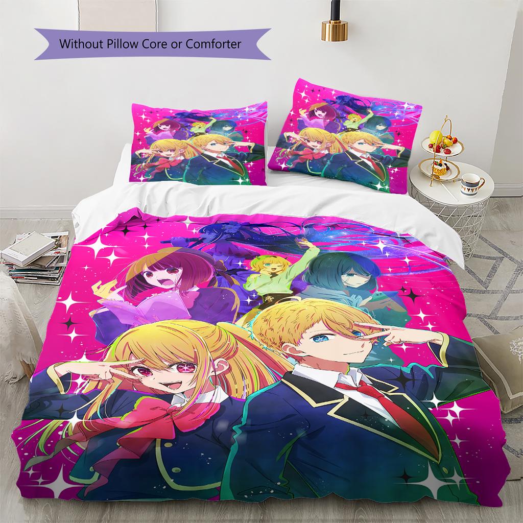 Cartoon Pattern Bedding Quilt Set Quilt Cover Pillowcase Home Decoration Birthday Gift (1 * Duvet Cover + 2 * Pillowcase, Without Core)