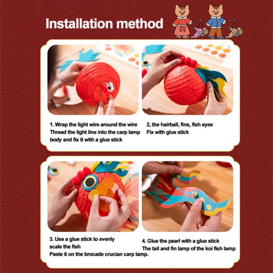 Lyktmaterialesett DIY Goldfish Lanternesett Tradisjonell kinesisk lykt for midthøstens vårfestivaler