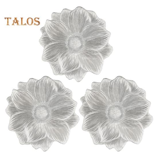 PVC Placemats for Dining Pressed Vinyl Metallic Flower Table Mats 15 Inch Round Tablemats Vinyl Place Mats for Kitchen Table Holiday Wedding