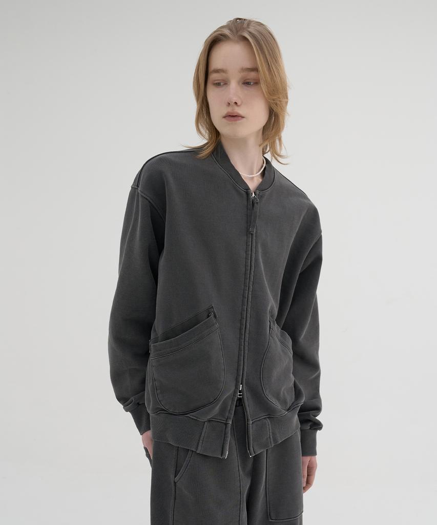 Knouun Faded Sweat Blouson (Charcoal)