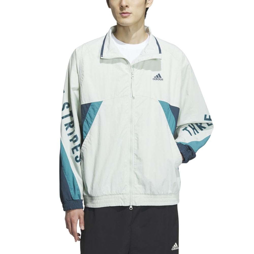 Adidas JSY33 Linen Green Jersey Top with Oversized Jacket Size M Men's Wording, Fit, Full-Zip (IS5148),