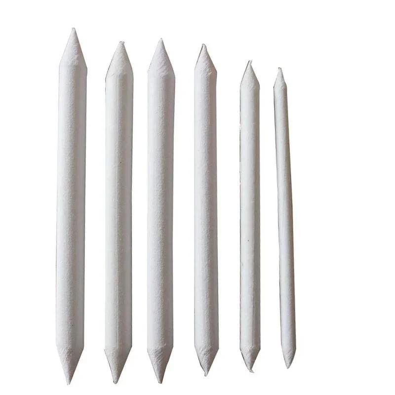 6pcs / Set Blending Stump Smudge Stick Tortillon Sketch Art Drawing Pen Tool White School Painting Supplies