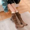 Retro Wasteland Fringed Knight Boots Women's 2025 Autumn New Thick Heel But Knee Boots Slim Pile Boots