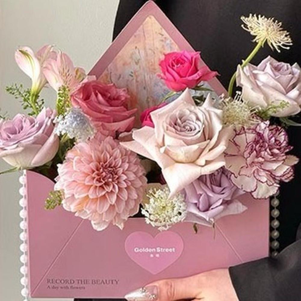 5 Pieces Portable Envelope Floral Box Romantic Gift Wrapping Box Bouquet Packaging Box  Mother's Day