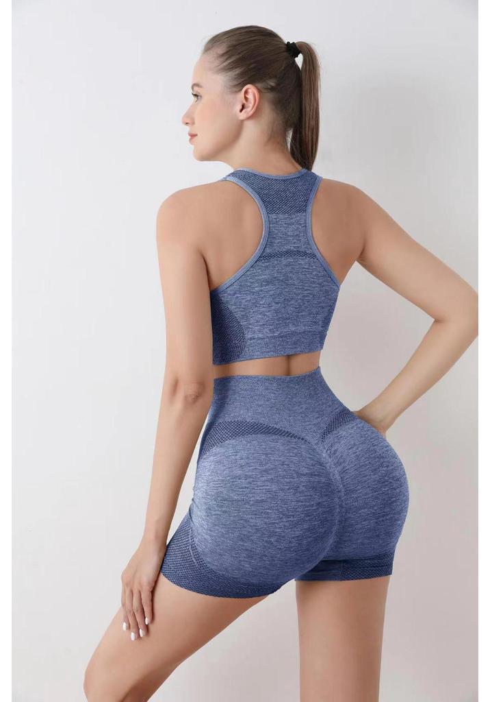 Naadloze Hoge Taille Yoga Set: Billenliften Sportbeha & Shorts