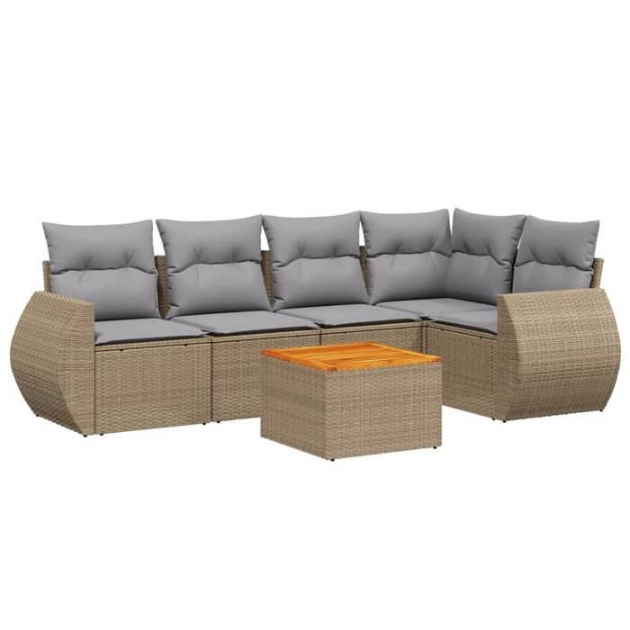 VidaXL Garden Lounge Set with Cushions 6 Pcs, Patio Sofas, Patio Furniture Set, Outdoor Furniture, Beige 3224995