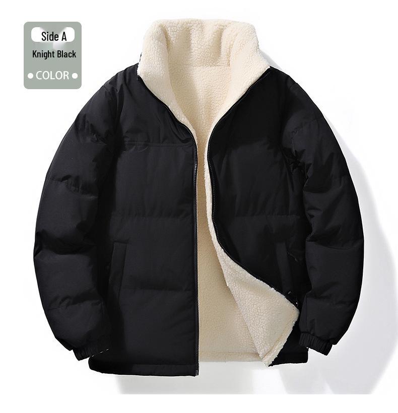 Men's Winter Lambswool Cotton Jacket - Double-sided, Thick, Trendy Down Coat with Velvet Lining, Couple Style