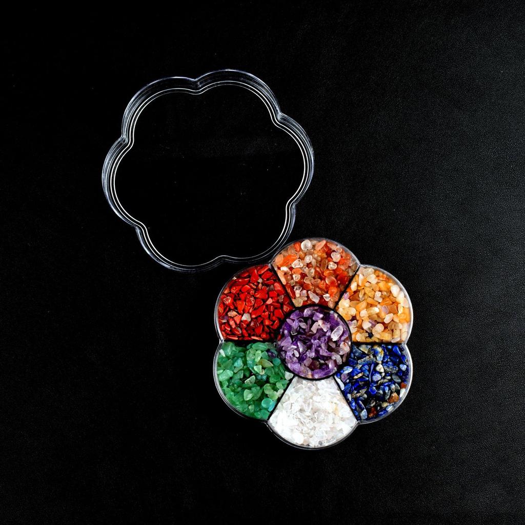 Seven-Color Crystal Agate Jade Chakra Plum Blossom Gift Set Ornament Craft