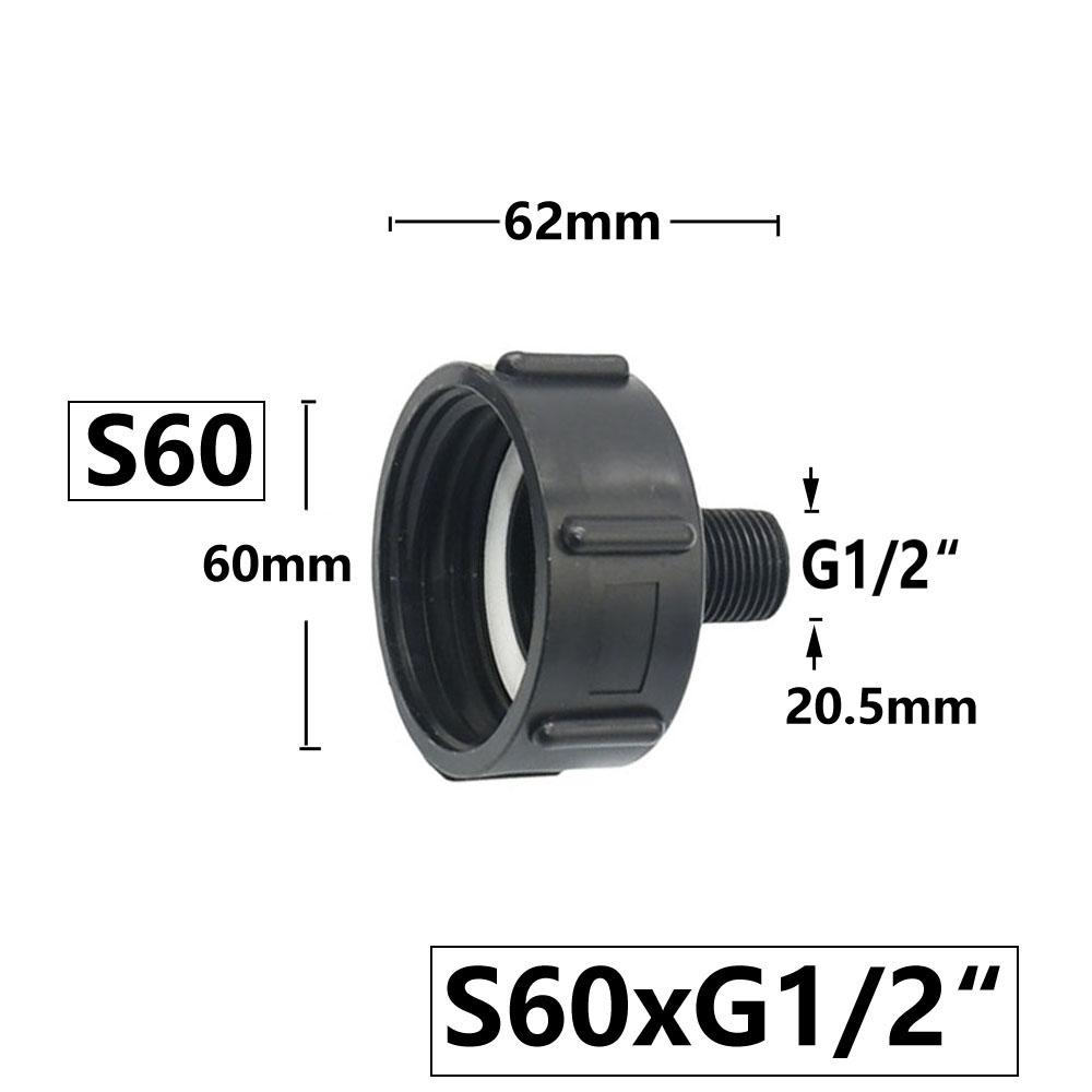 

IBC Tank Adapter S60 To 1/2 3/4 1 Male Thread Connector Garden Ton Barrel Connect Faucet 1000 Liter IBC Tank Accessory Fitting
