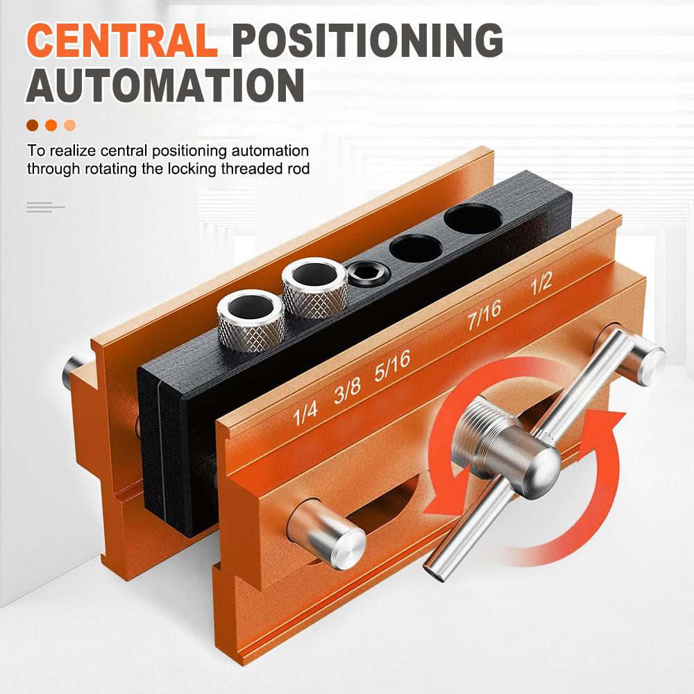 Vertical Center Puncher Pocket Hole Jig Drill Guide Woodworking Tools Central Positioning Automation Doweling Hole Jig