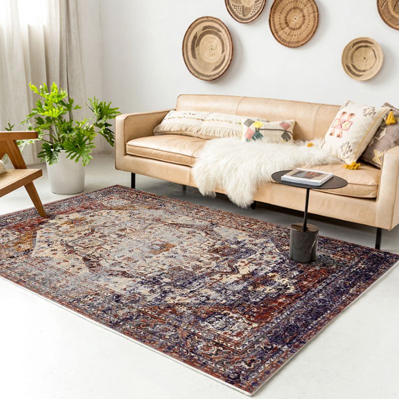 Retro Europäischer Teppich Wohnzimmer Große Fläche Dekoration Sofa Bereich Teppiche für Schlafzimmer Garderobe Rutschfeste Bodenmatten
