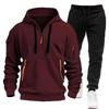 Men's Multi-Pocket Hoodie and Sweatpants Set - Solid Color, Spring/Autumn Sportswear