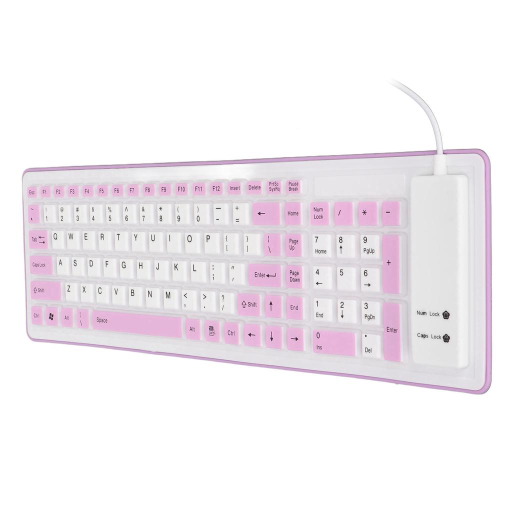 Foldable Silicone Keyboard 103 Keys USB Wired Silicon Foldable Waterproof Mute Fadeless Foldable Keyboard for PC Laptop