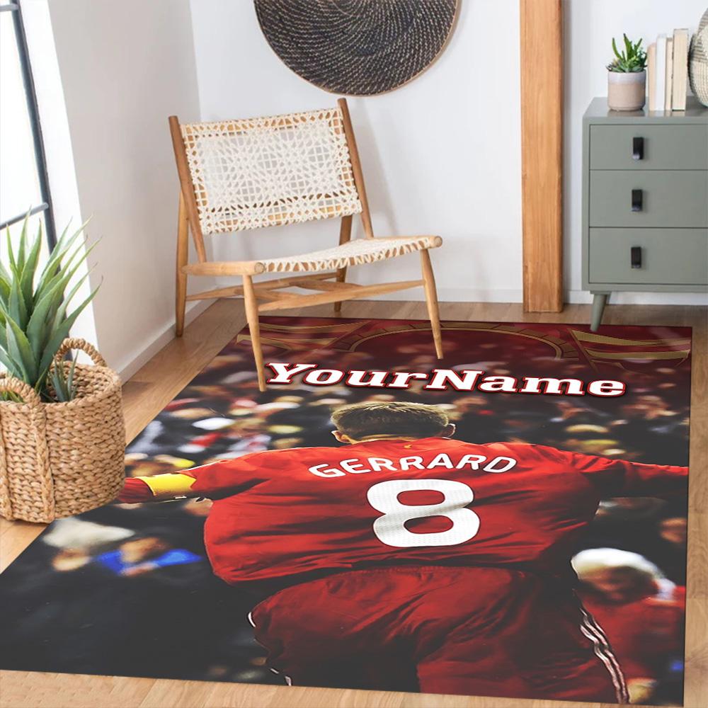 Liverpool Customize Text Floor Mat Design for Playrooms Dining Room Game Room Living Rooms Anti-slip Rug Anime Office Decor Perfect Gift for Women/Men