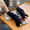 Japanese knitted wool gloves women's new autumn and winter dew finger touch screen cold-proof warm arm guard solid color long sleeves