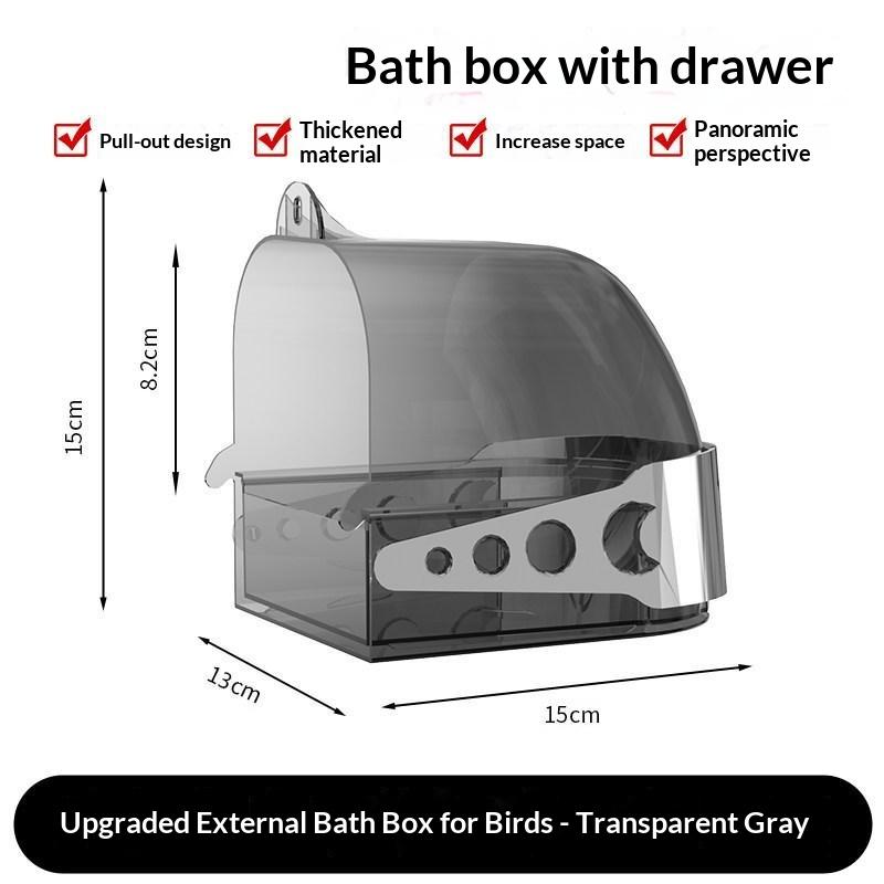 No Leakage Large Transparent Bird Bath Box Removable Drawer Lightweight Hanging for Garden Outdoor Birds