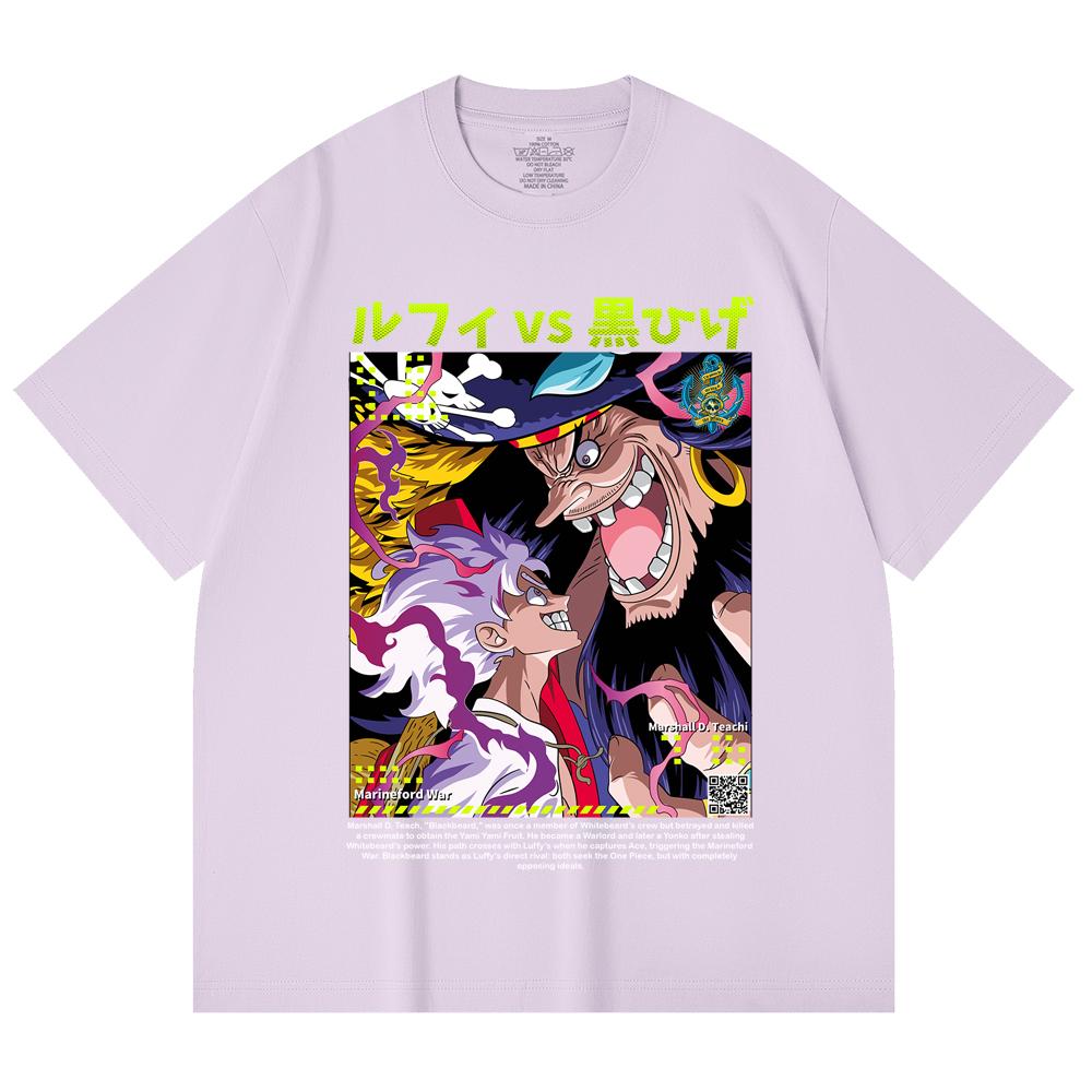 230 Gsm 100% Cotton One Piece V51 Luffy Blackbeard Print Unisex Heavy Cotton T Shirt