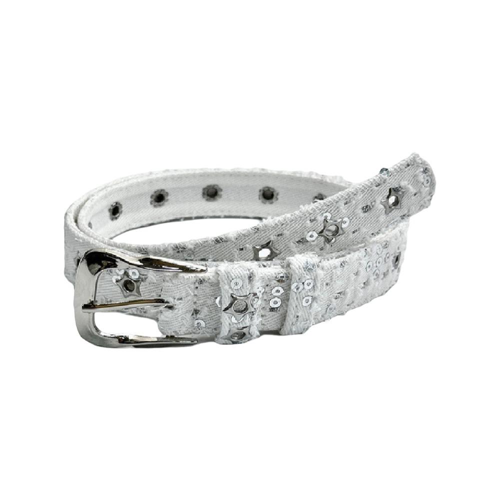 

Wide Retro Jeans Belt Star Hollowed Pin Buckle Denim Belt Personality Metal Buckle Belts Women білий