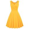 Dress Y5IE9 1950s Vintage Sleeveless V-neck Full Swing Skater Dress Multicolor 945 Size-40