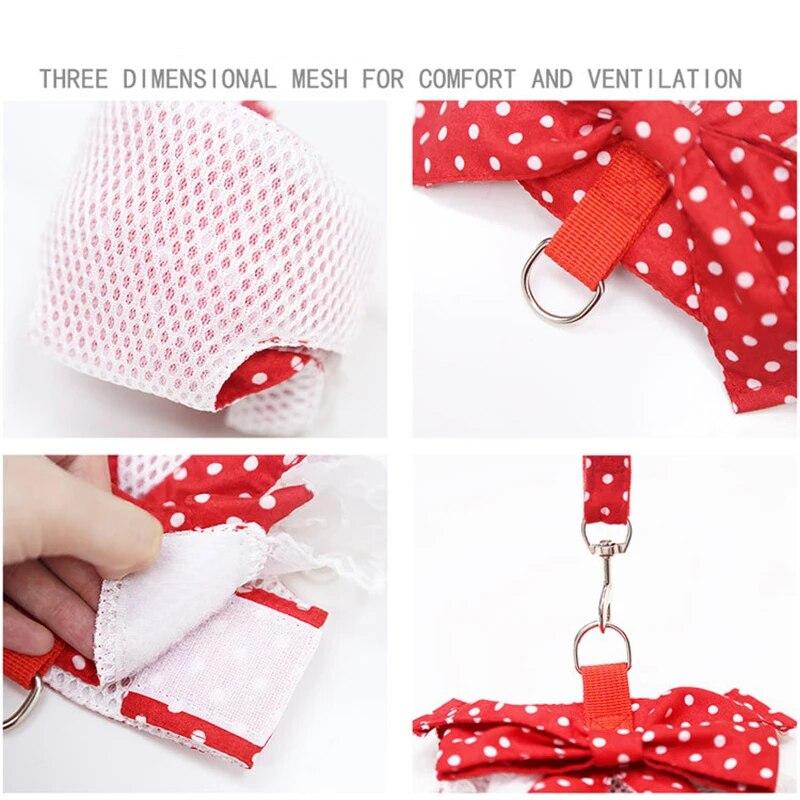 New Style Bow Dog Harness Vest for Small Dogs Soft Breathable Chest Strap with Leash Puppy Cat Chihuahua Pug Teddy Skirts